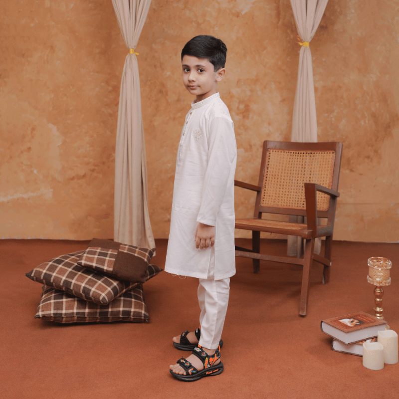 Boys White Kurta Pajama | Soft Cotton