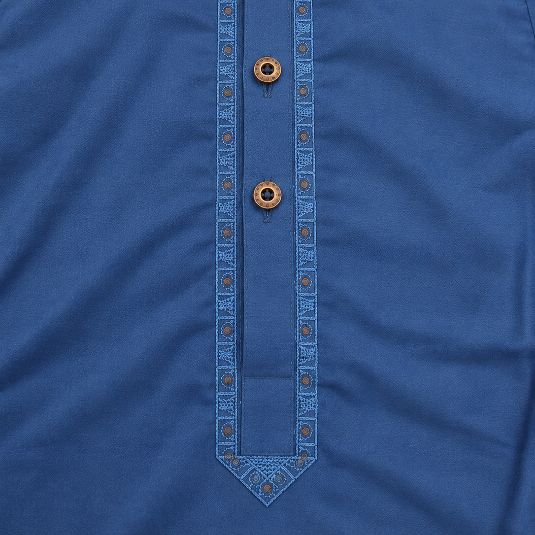 Boys Royal Blue Wash & Wear Shalwar Kameez | Ages 4 To 14 Years