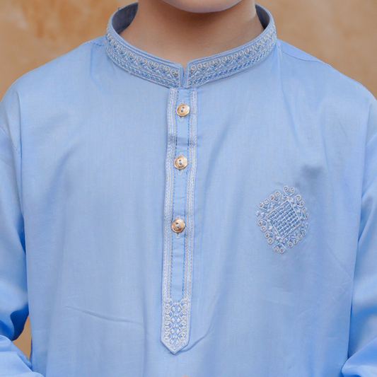 Boys Sky Blue Kurta Pajama | Soft Cotton