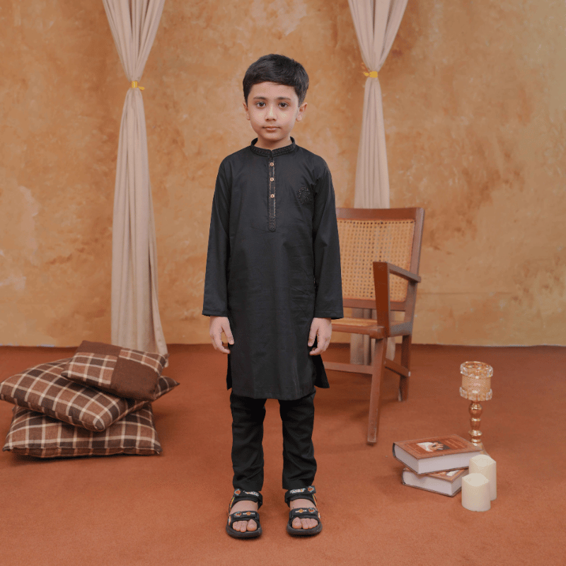 Boys Black Kurta Pajama | Soft Cotton