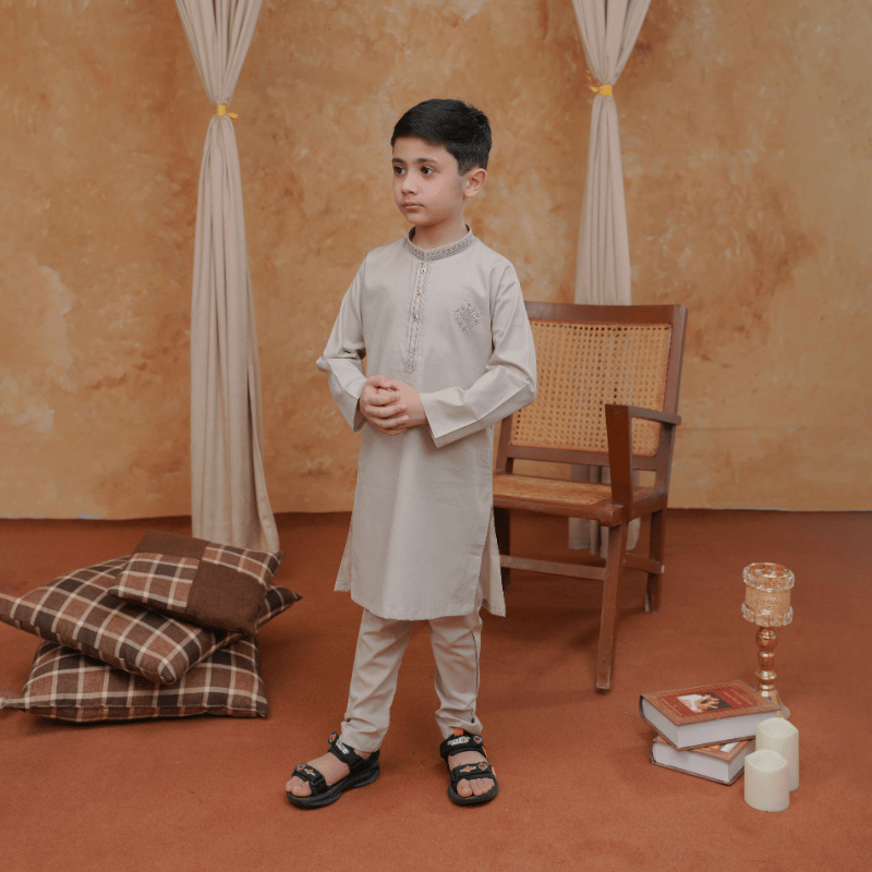 Boys Grey Kurta Pajama | Soft cotton