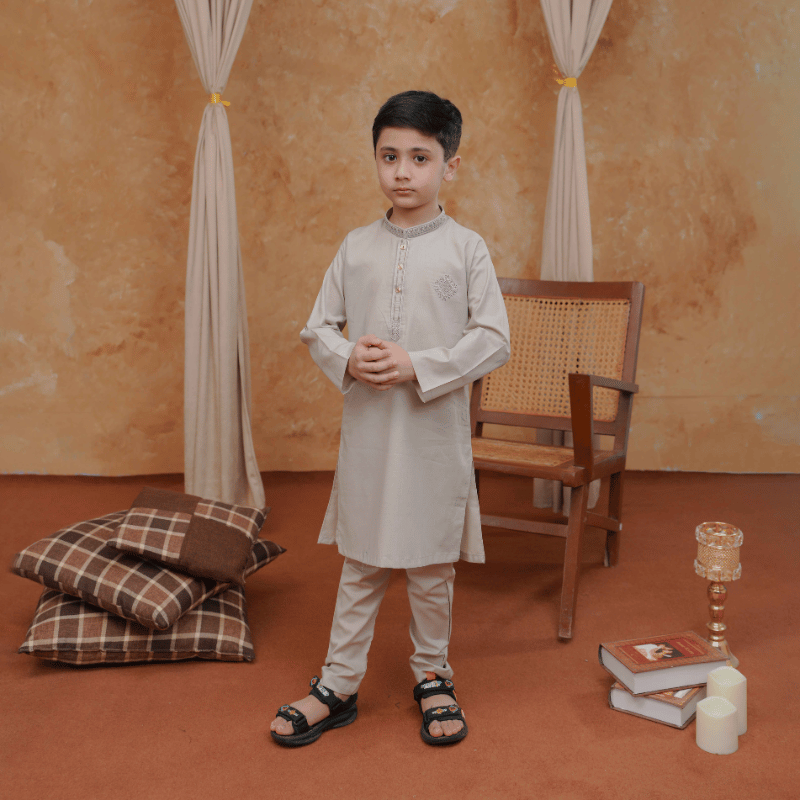 Boys Grey Kurta Pajama | Soft cotton
