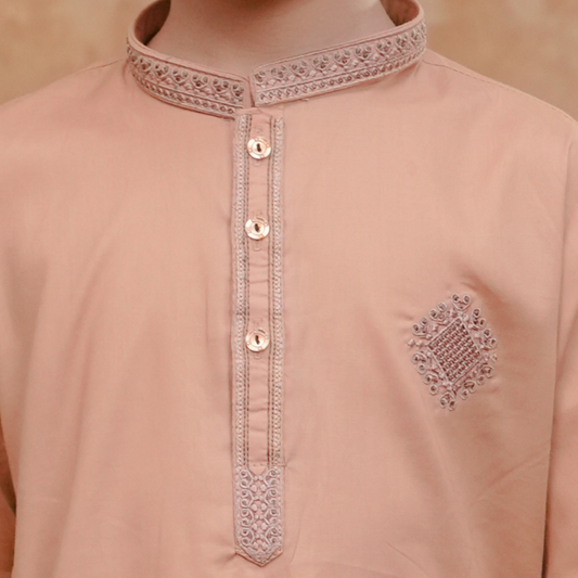 Boys Light Orange Pajama Kurta | Soft Cotton