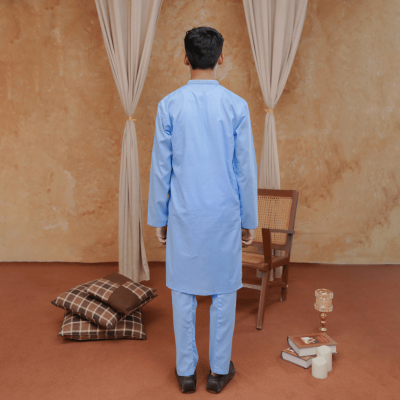 Boys Sky Blue Kurta Pajama | Soft Cotton