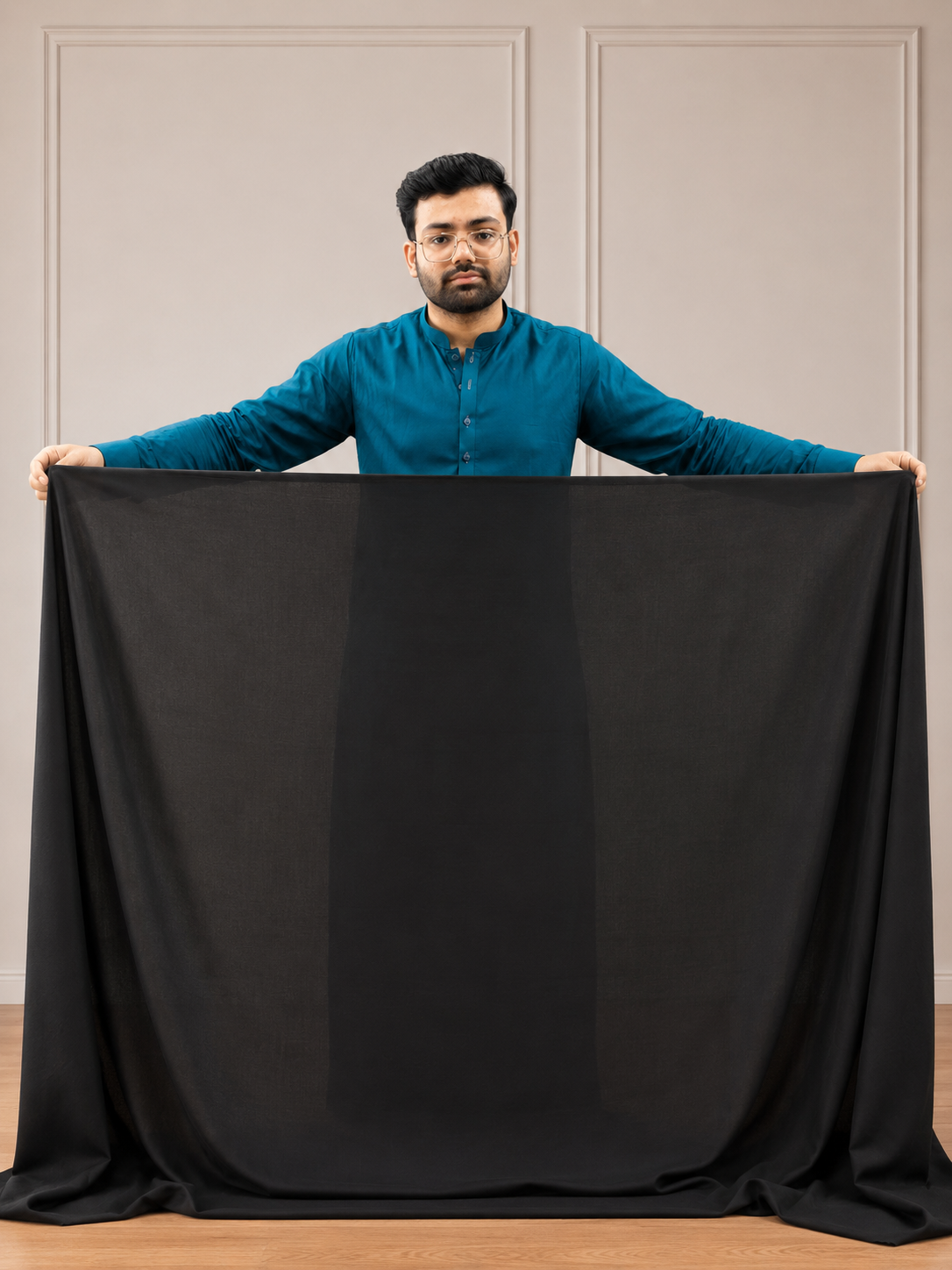 Gents UnStitched Black Premium Soft Cotton Suit