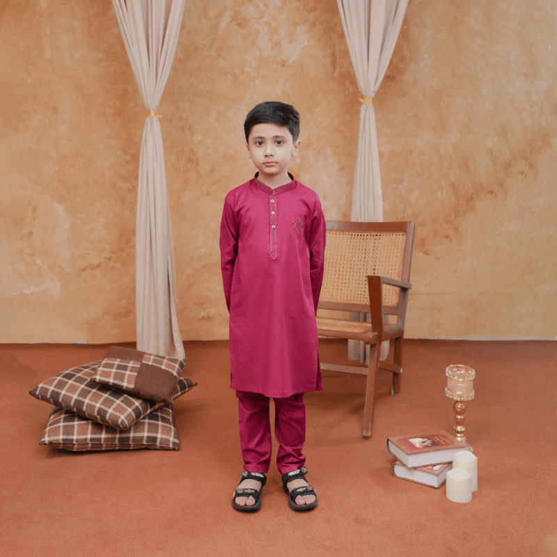 Boys Berry Pink Kurta Pajama | Soft Cotton