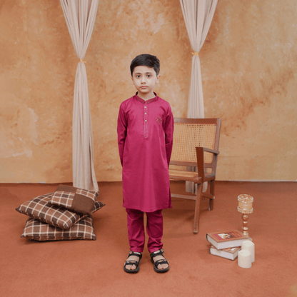 Boys Berry Pink Kurta Pajama | Soft Cotton
