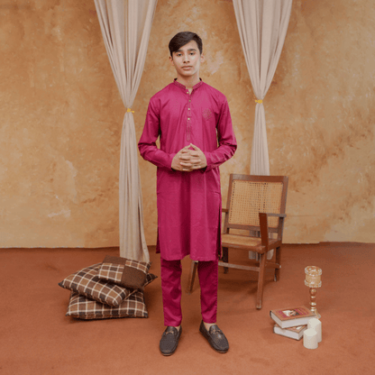 Boys Red Kurta Pajama | Soft Cotton