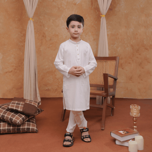 Boys White Kurta Pajama | Soft Cotton