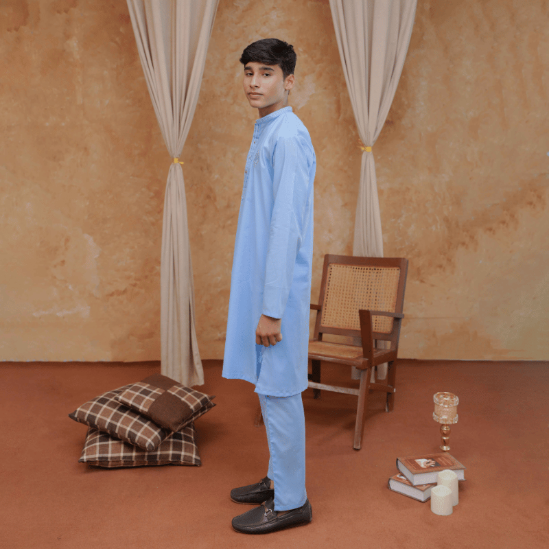 Boys Sky Blue Kurta Pajama | Soft Cotton