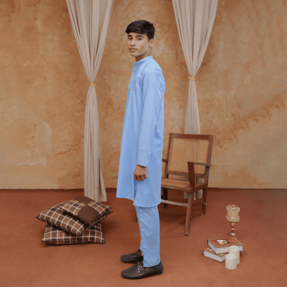 Boys Sky Blue Kurta Pajama | Soft Cotton