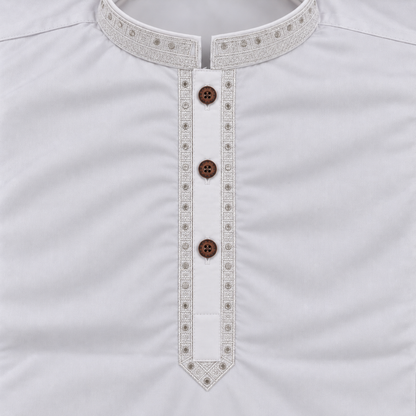 Boys White Wash & Wear Shalwar Kameez | Ages 4 To 14 Years