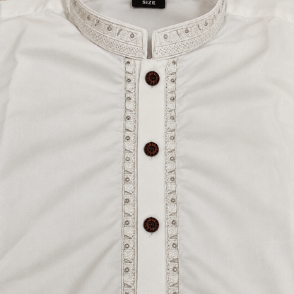 Boys Off White Wash & Wear Shalwar Kameez | Ages 4 To 14 Years