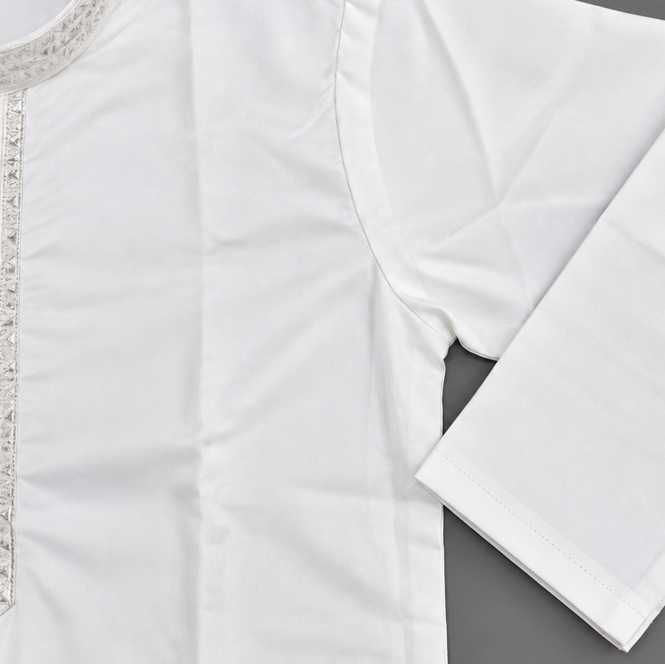 Boys Off White Wash & Wear Shalwar Kameez | Ages 4 To 14 Years