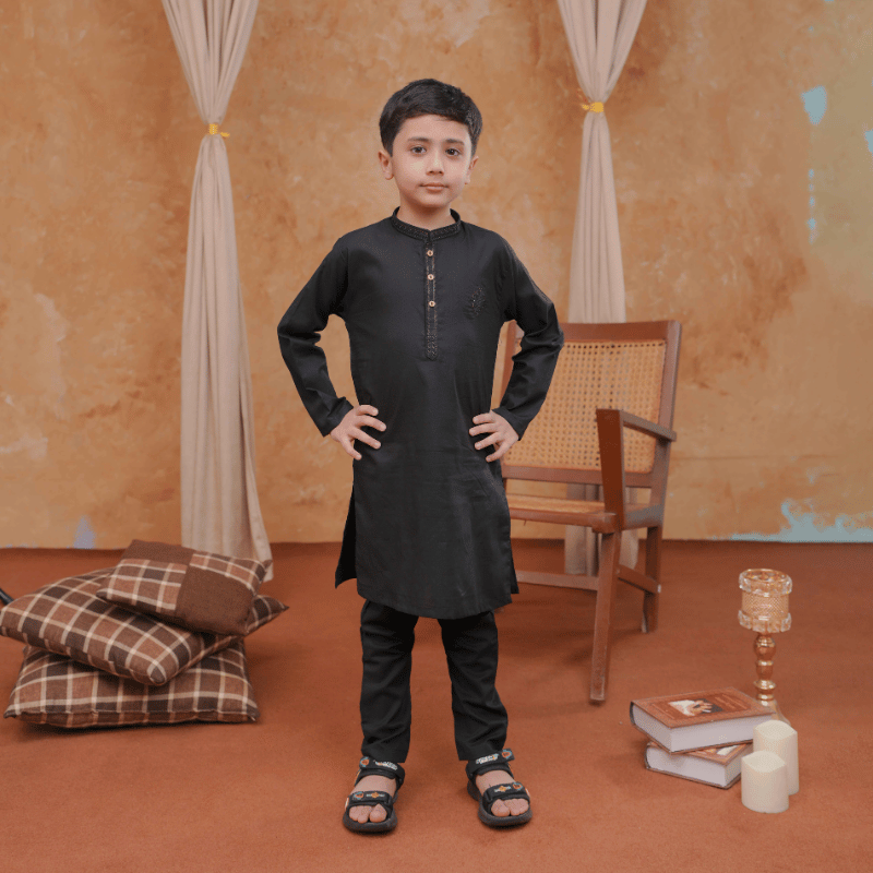 Boys Black Kurta Pajama | Soft Cotton