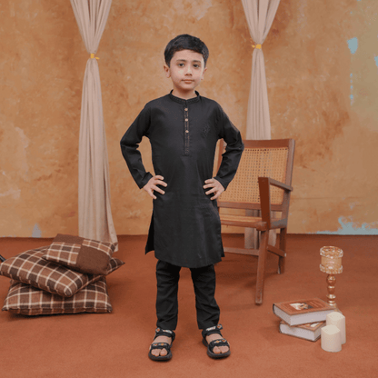 Boys Black Kurta Pajama | Soft Cotton