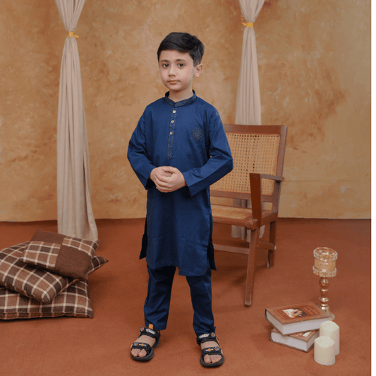 Boys Blue Kurta Pajama | Soft Cotton