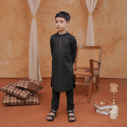 Boys Black Kurta Pajama | Soft Cotton