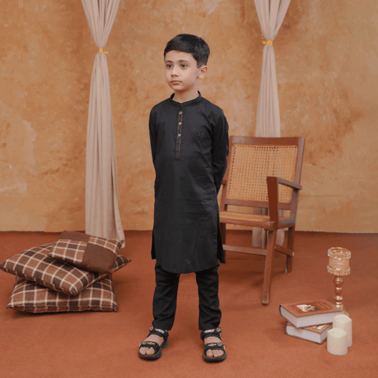 Boys Black Kurta Pajama | Soft Cotton