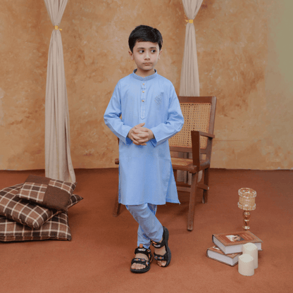 Boys Sky Blue Kurta Pajama | Soft Cotton