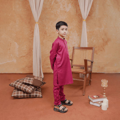 Boys Berry Pink Kurta Pajama | Soft Cotton
