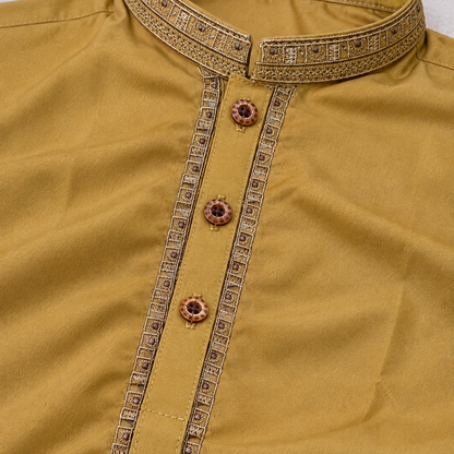 Boys Mustard Wash & Wear Shalwar Kameez | Ages 4 To 14 Years