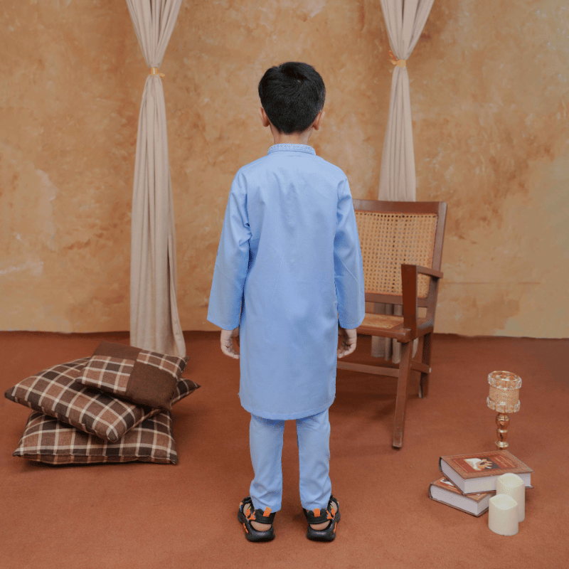 Boys Sky Blue Kurta Pajama | Soft Cotton
