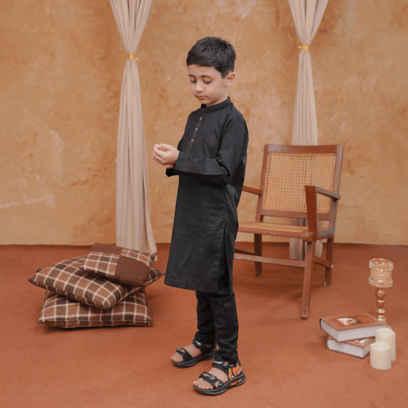 Boys Black Kurta Pajama | Soft Cotton
