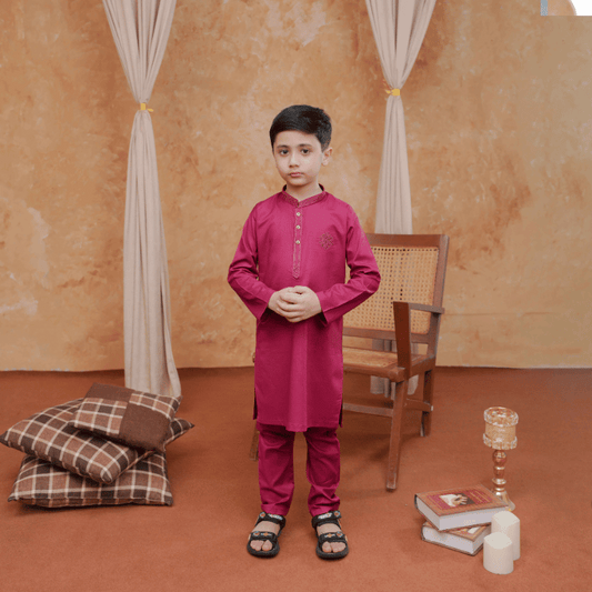 Boys Berry Pink Kurta Pajama | Soft Cotton