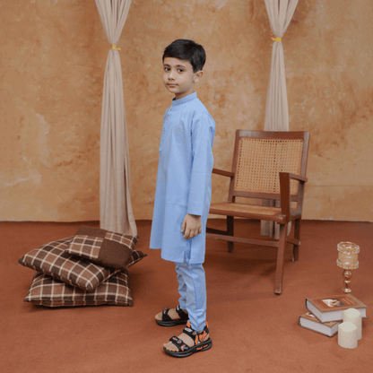 Boys Sky Blue Kurta Pajama | Soft Cotton
