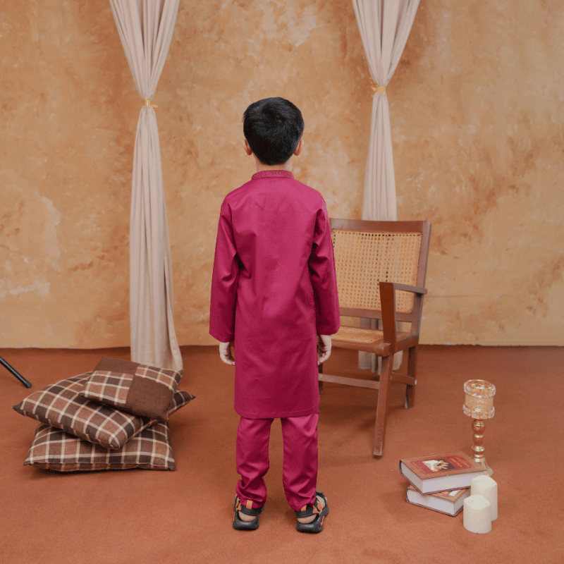 Boys Berry Pink Kurta Pajama | Soft Cotton