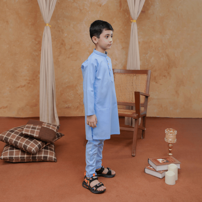 Boys Sky Blue Kurta Pajama | Soft Cotton