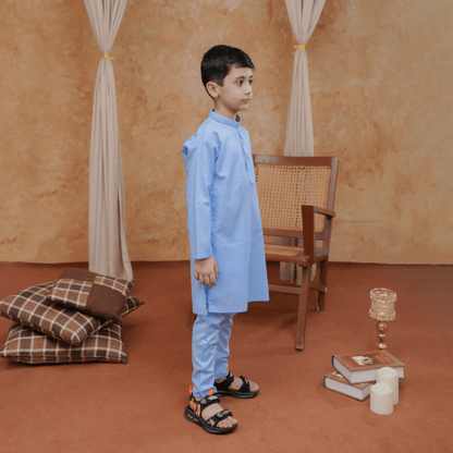 Boys Sky Blue Kurta Pajama | Soft Cotton