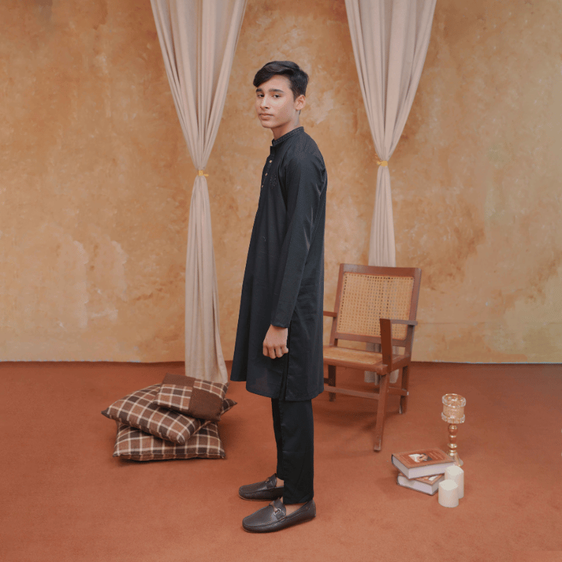 Boys Black Kurta Pajama | Soft Cotton