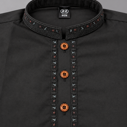 Boys Black Wash & Wear Shalwar Kameez | 3–14 Years