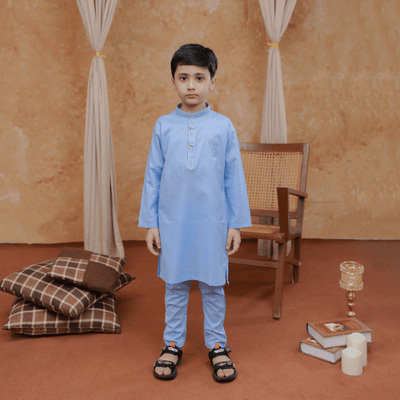 Boys Sky Blue Kurta Pajama | Soft Cotton