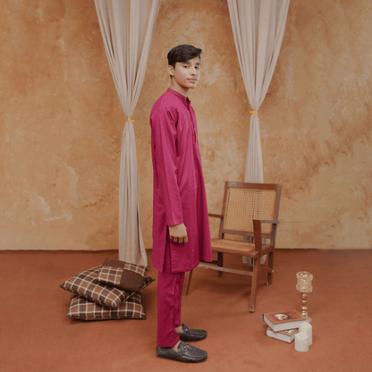 Boys Red Kurta Pajama | Soft Cotton