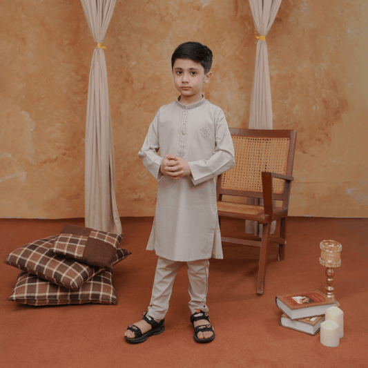 Boys Grey Kurta Pajama | Soft cotton
