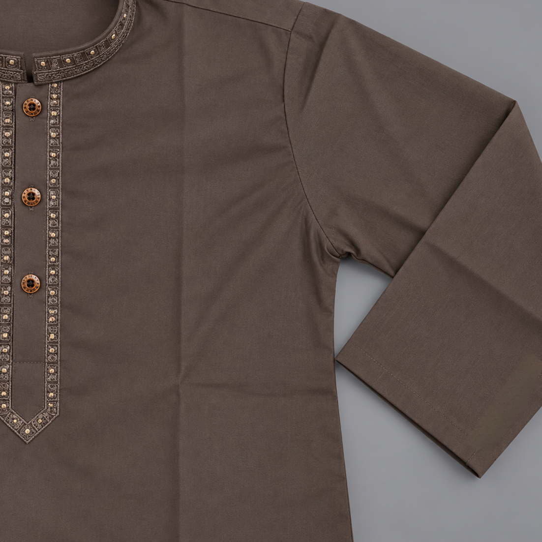 Boys Dark Brown Wash & Wear Shalwar Kameez | 3–14 Years