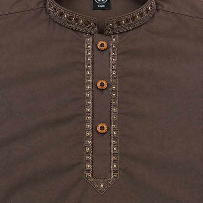 Boys Dark Brown Wash & Wear Shalwar Kameez | 3–14 Years