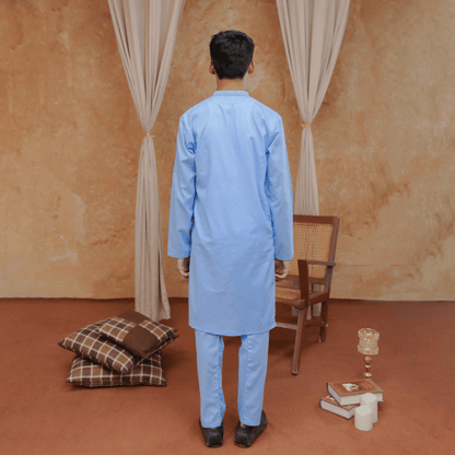 Boys Sky Blue Kurta Pajama | Soft Cotton