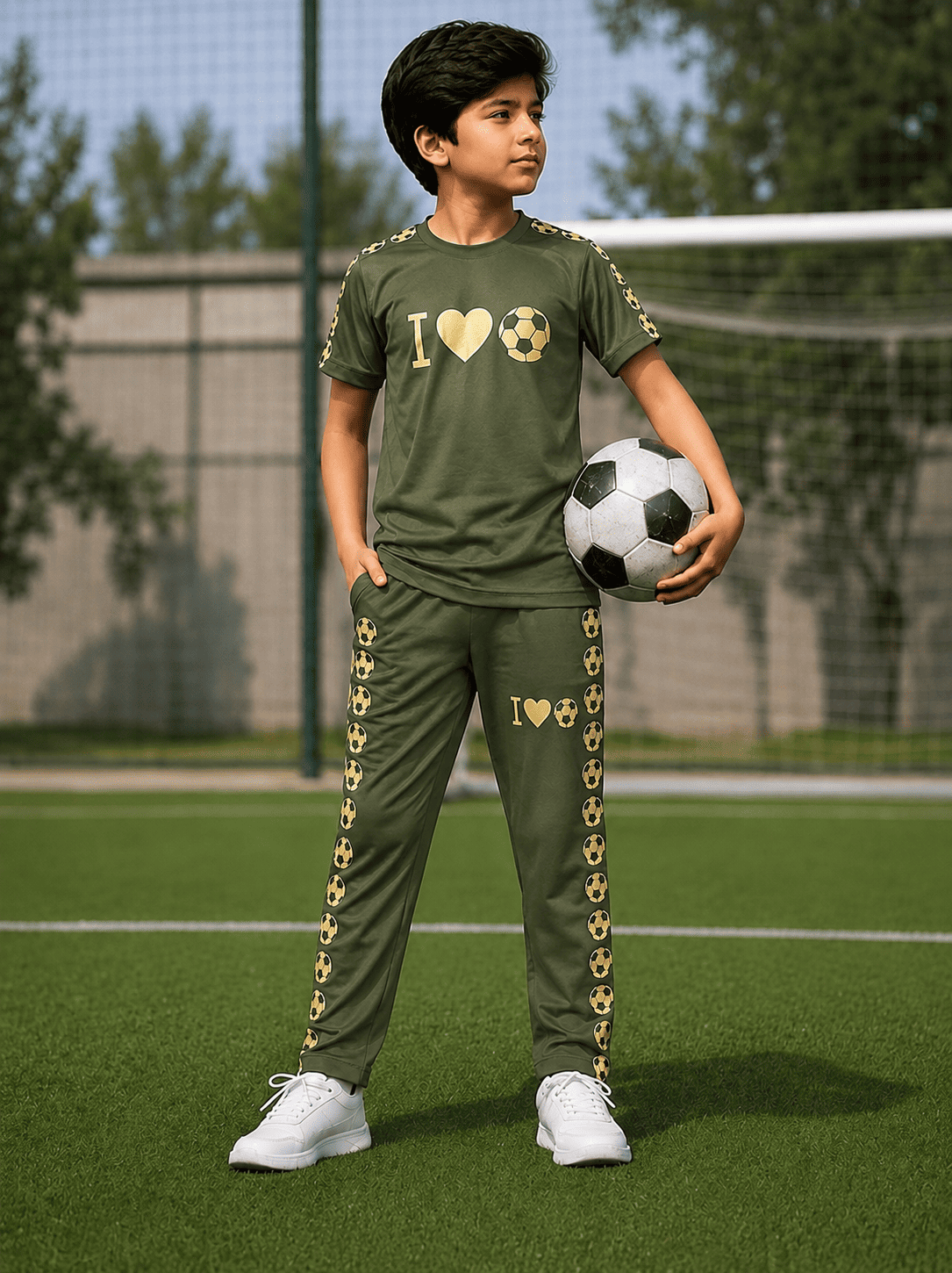Football Lover Green Both Boya&Girls Premium Tracksuits