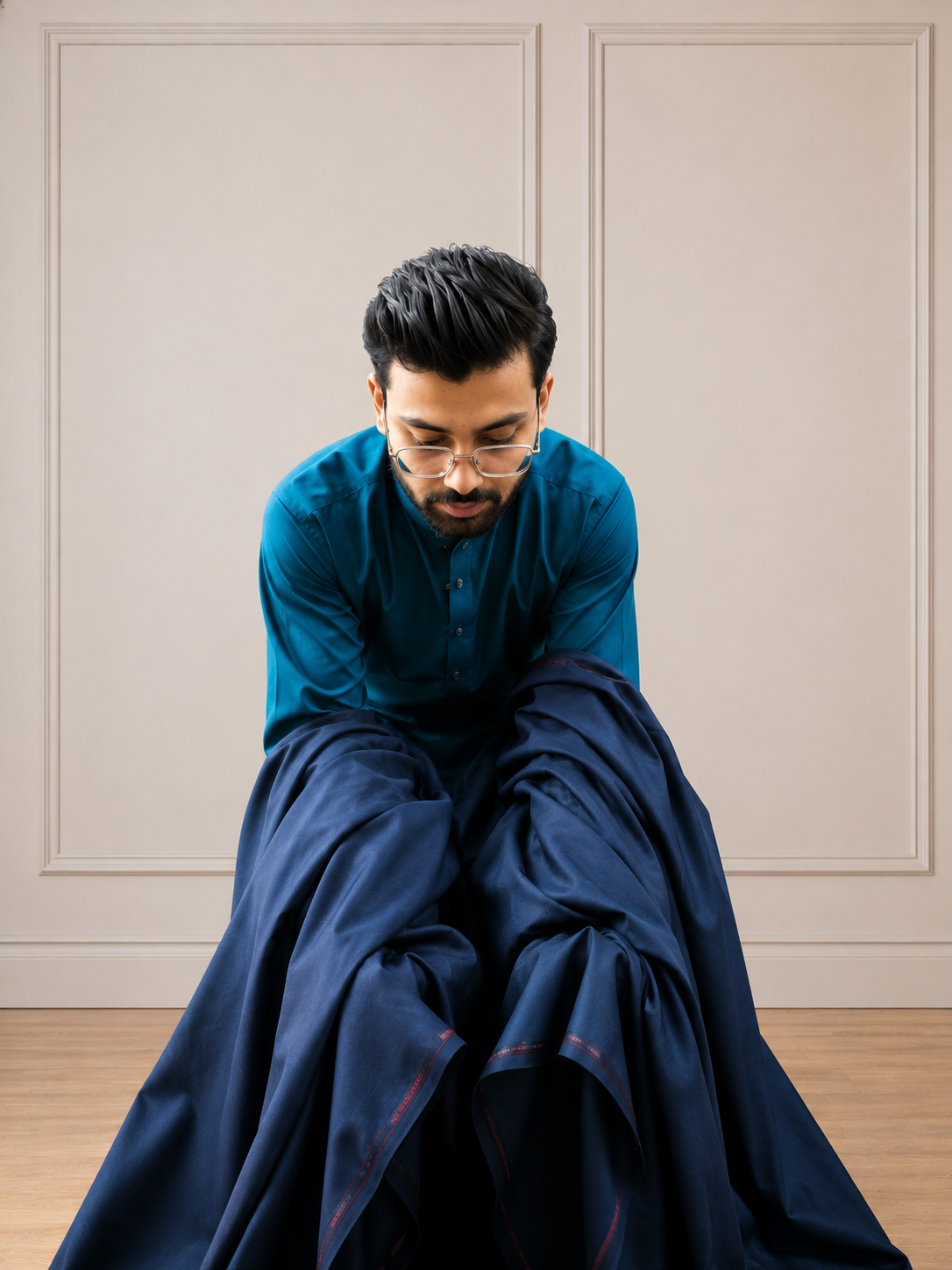 Gents UnStitched Navy Blue Premium Soft Cotton Suit