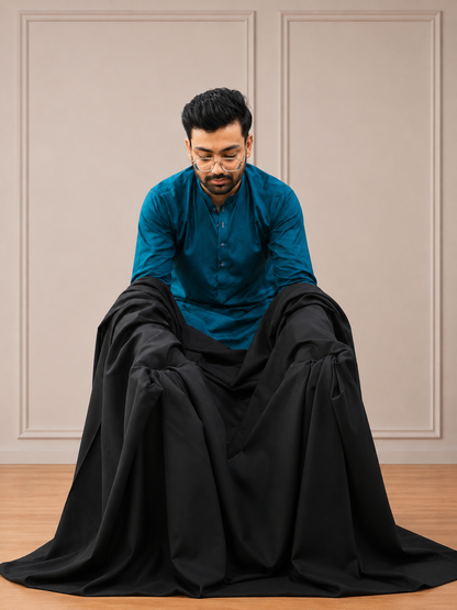 Gents UnStitched Black Premium Soft Cotton Suit