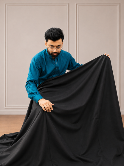 Gents UnStitched Black Premium Soft Cotton Suit