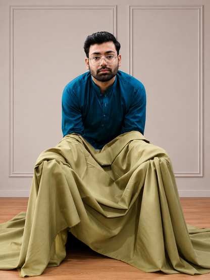 Gents UnStitched Golden Premium Soft Cotton Suit