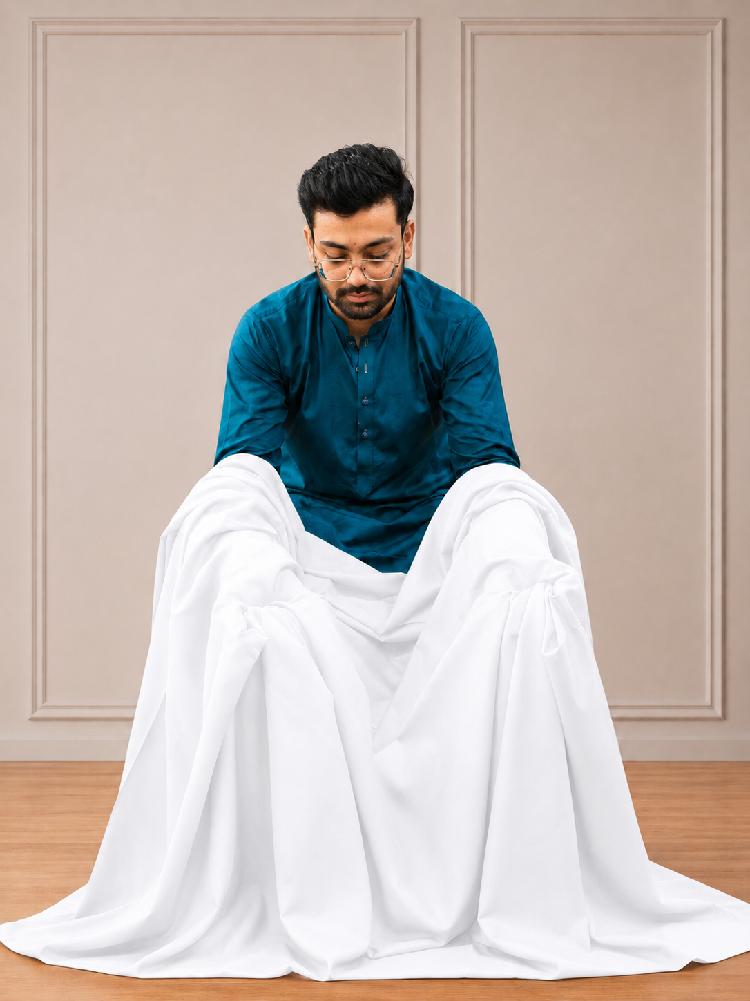 Gents UnStitched White Premium Soft Cotton Suit