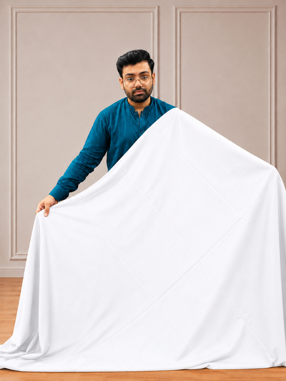Gents UnStitched White Premium Soft Cotton Suit