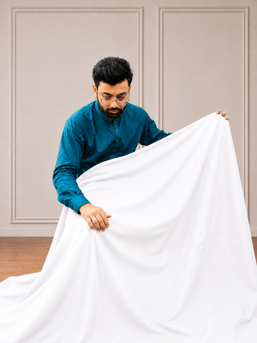 Gents UnStitched White Premium Soft Cotton Suit