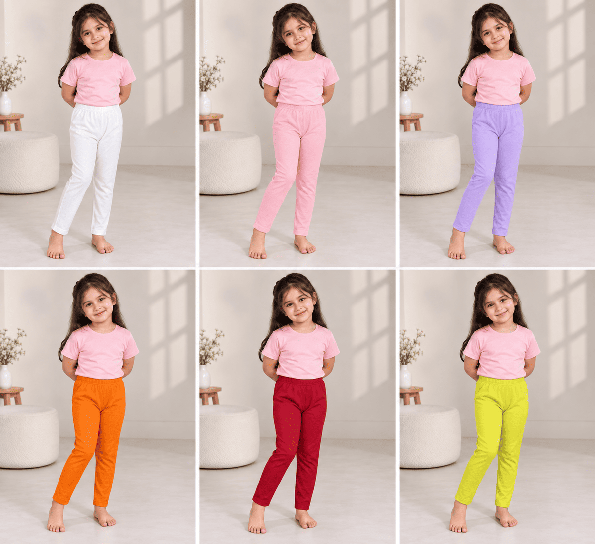 Girls Tights – Pack of 6 Elegant Colors